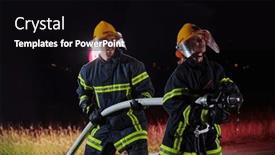  Presentation with water rescue - PPT layouts featuring firefighters-using-a-water-hose background and a black colored foreground