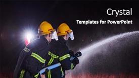  Presentation with water rescue - Presentation theme with firefighters-using-a-water-hose background and a black colored foreground