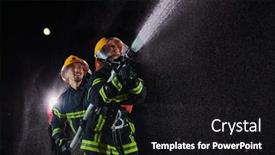  Presentation with water rescue - Presentation design featuring firefighters-using-a-water-hose background and a black colored foreground