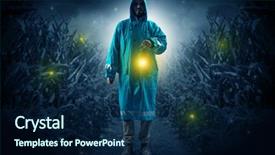  Presentation with firefly - Colorful presentation theme enhanced with firefly - man in raincoat at night backdrop and a navy blue colored foreground