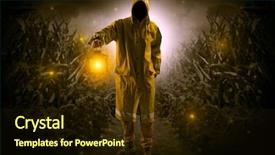  Presentation with firefly - Slides with firefly - man in raincoat at night background and a wine colored foreground