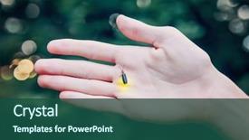  Presentation with firefly - Slide set consisting of firefly on a child's hand background and a ocean colored foreground