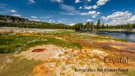  Presentation with yellowstone - PPT theme having firehole-river-in-yellowstone-national background and a gold colored foreground