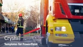  Presentation with connector - Amazing slides having fireman-connection-a-firehose backdrop and a ocean colored foreground