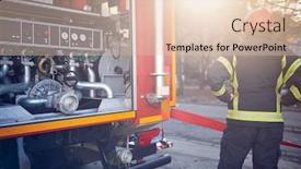  Presentation with fire truck - Theme featuring fireman-firefighter-in-action-standing background and a lemonade colored foreground