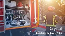  Presentation with firefighter - PPT theme having fireman-hero-ready-to-protect background and a ocean colored foreground