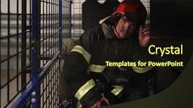  Presentation with fire system - PPT layouts with fireman in protective suit background and a wine colored foreground