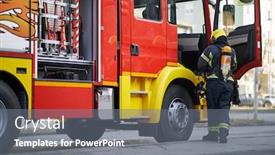  Presentation with fire rescue - Slides having fireman-in-uniform-in-front background and a gray colored foreground