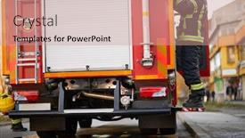  Presentation with fire truck - Cool new slides with fireman-in-uniform-in-front backdrop and a coral colored foreground