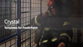  Presentation with skills - Slide deck with fireman sit in protective suit background and a dark gray colored foreground