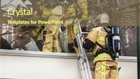  Presentation with order - PPT layouts having sources smoke - firemen team sawing the roof background and a violet colored foreground