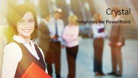  Presentation with large team - Amazing presentation having firend - bussinesswoman with red tablet backdrop and a  colored foreground