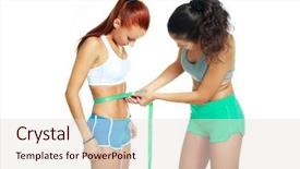  Presentation with measuring - Presentation design consisting of firend - portrait of two young women background and a  colored foreground