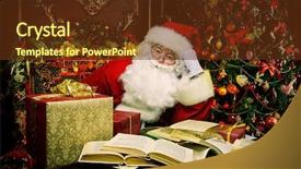  Presentation with santa claus and reindeers - Presentation consisting of fireplace and christmas tree ready background and a  colored foreground