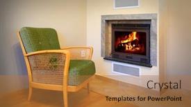  Presentation with energy source - Presentation theme featuring fireplace-and-comfortable-retro-style background and a coral colored foreground