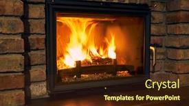  Presentation with brick wall - Presentation design featuring fireplace-and-fire-close-view background and a wine colored foreground