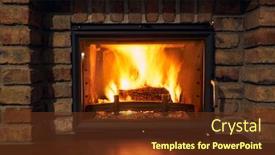  Presentation with brick wall - Amazing PPT theme having fireplace-and-fire-close-view backdrop and a tawny brown colored foreground