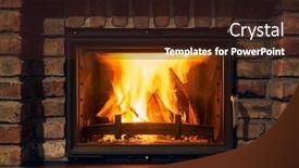  Presentation with brick - Presentation design featuring fireplace-and-fire-close-view background and a wine colored foreground