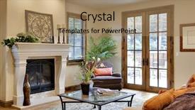  Presentation with fire door - Audience pleasing slides consisting of fireplace and french door backdrop and a coral colored foreground