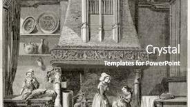  Presentation with antique france - PPT layouts featuring fireplace in grand cerf hotel background and a gray colored foreground