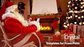  Presentation with room - Colorful PPT theme enhanced with fireplace read children whishing list backdrop and a tawny brown colored foreground