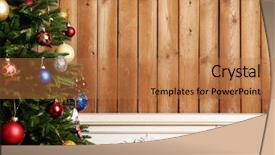  Presentation with christmas fireplace log fire burns - Beautiful slide deck featuring fireplace with beautiful christmas decorations backdrop and a coral colored foreground