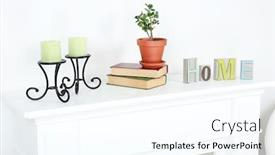  Presentation with living room - Audience pleasing presentation theme consisting of fireplace-with-beautiful-decorations backdrop and a  colored foreground