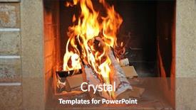  Presentation with fire close up flames - Amazing PPT theme having fireplace with wood and fire backdrop and a tawny brown colored foreground
