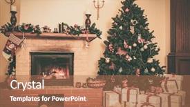  Presentation with interior - Slides consisting of fireside - christmas decorated house interior background and a coral colored foreground