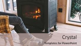  Presentation with resting place - Presentation theme with fireside - cold fall or winter day background and a mint green colored foreground