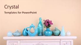  Presentation with room - Slides featuring fireside - fireplace with beautiful blue decorations background and a lemonade colored foreground