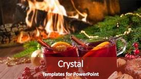  Presentation with romantic christmas - Amazing presentation theme having fireside - two glasses of mulled wine backdrop and a tawny brown colored foreground