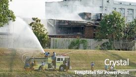  Presentation with emergency response - PPT theme enhanced with firestreams - fire emergency response team background and a violet colored foreground