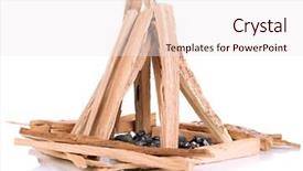  Presentation with coal - Amazing PPT layouts having firewood and heap of coal backdrop and a  colored foreground