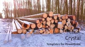  Presentation with energy source - Presentation design enhanced with firewood as a renewable energy background and a light blue colored foreground