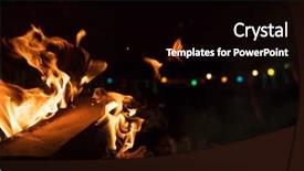  Presentation with blurred bokeh - Cool new presentation design with firewoods blurred people on night backdrop and a black colored foreground