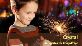  Presentation with festive - Slide deck having firework - young boy holding burning sparkler background and a tawny brown colored foreground