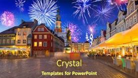  Presentation with firework - PPT layouts with firework display over the main square in poznan poland background and a tawny brown colored foreground