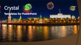  Presentation with firework - Presentation design enhanced with firework over kremlin in moscow background and a navy blue colored foreground