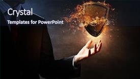  Presentation with fire safety - PPT layouts having firework safety - shield burning in fire background and a wine colored foreground