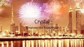  Presentation with khalifa - Beautiful PPT theme featuring fireworks around burj khalifa - exotic backdrop and a coral colored foreground