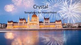  Presentation with parliament - Cool new PPT theme with fireworks around hungarian parliament- new backdrop and a light blue colored foreground