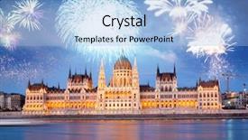  Presentation with fireworks on chinese new year - PPT layouts featuring fireworks around hungarian parliament- new background and a light blue colored foreground