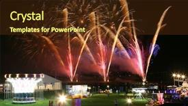  Presentation with fair - Theme enhanced with fireworks at fun fair background and a tawny brown colored foreground
