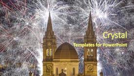  Presentation with fireworks - Amazing slides having fireworks at sao torcato romaria grande guimaraes portugal backdrop and a tawny brown colored foreground