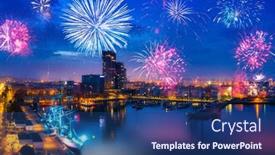  Presentation with fireworks - Amazing slide deck having fireworks-display-in-gdynia backdrop and a ocean colored foreground
