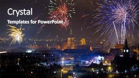  Presentation with new years eve - Colorful slides enhanced with fireworks display of new years backdrop and a wine colored foreground