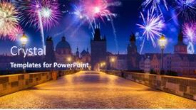  Presentation with fireworks on bridge - Amazing theme having fireworks-display-over-the-charles backdrop and a ocean colored foreground