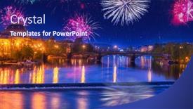  Presentation with czech republic - PPT layouts consisting of fireworks-display-over-the-charles background and a navy blue colored foreground