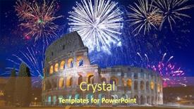  Presentation with rome italy - Colorful presentation design enhanced with fireworks display over the colosseum in rome italy backdrop and a tawny brown colored foreground